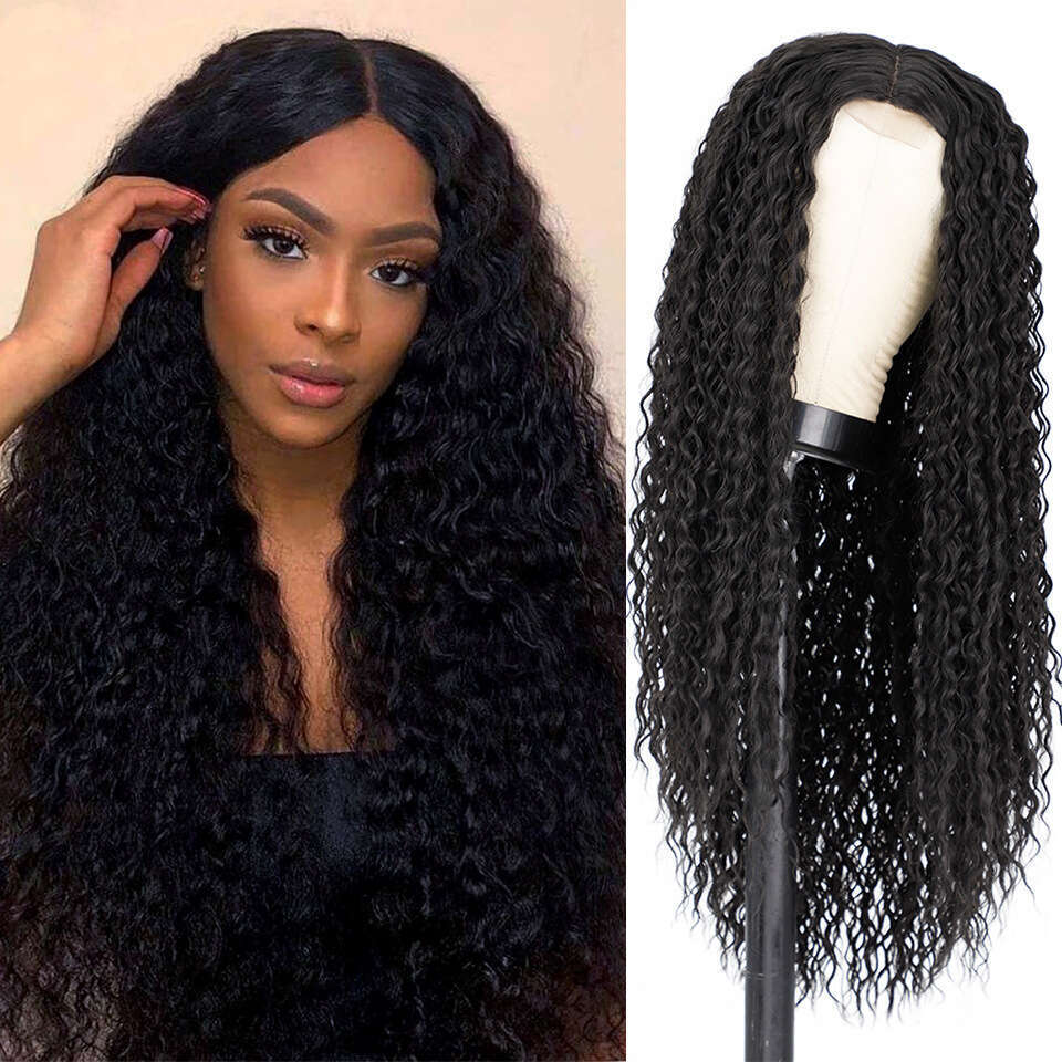 Women's Long Direct Sale Small Curly Black Fluffy Synthetic Hair Wig
