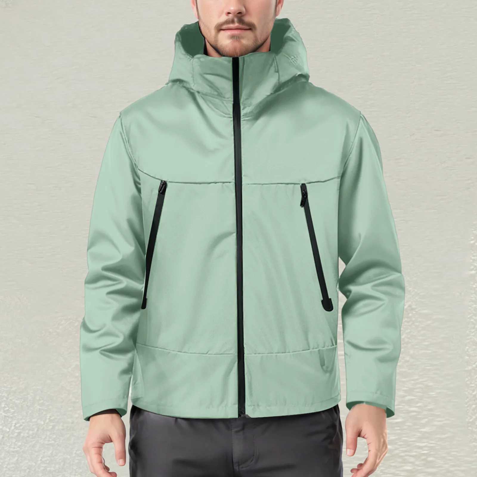 Mens Lightweight Interchange Jacket with Hood for Cycling Outdoor Mountaineering Windproof Breathable Lightweight Windbreaker XJ250621