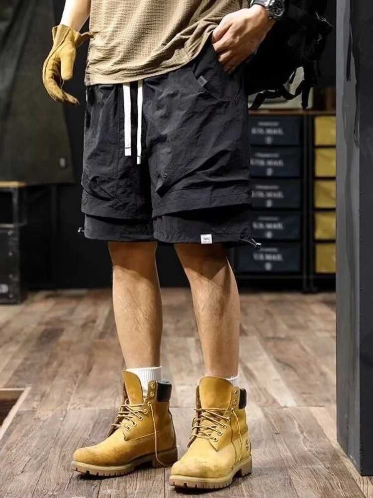 Short Pants for Men Multi Pocket Quickly Do Elastic Waist Solid Mens Cargo Shorts Comfortable Summer Heavy Luxury Casual W250621