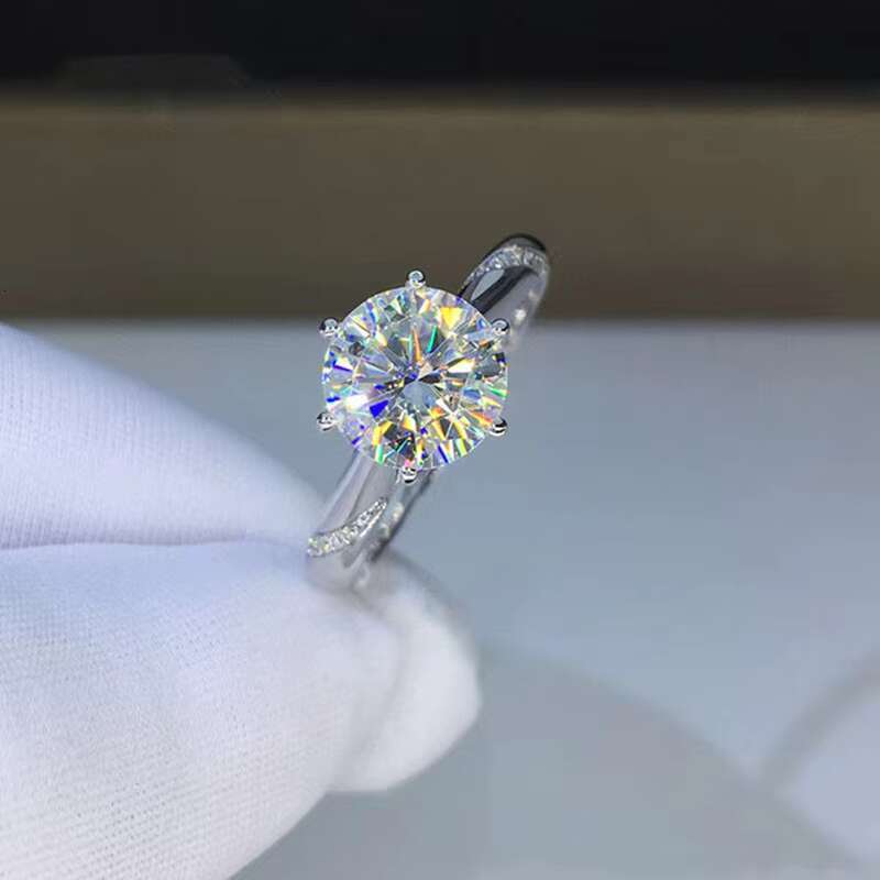 Hot Sale Real D Color Vvs Moissanite Ring 1-3 CT 925 Sterling Silver Women Ring Luxury Moissanite Jewelry
