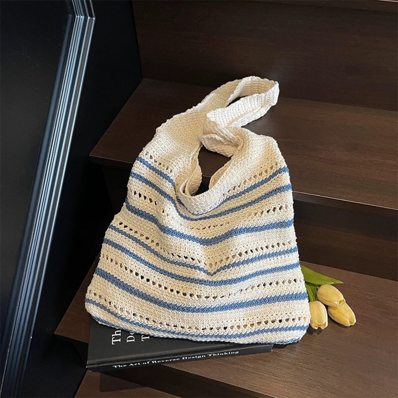 Free shipping designer Handmade Crochet Cotton Rope Woven Bag Large Capacity New Spring Summer Shoulder Handbag Hollow Out Vacation Bag