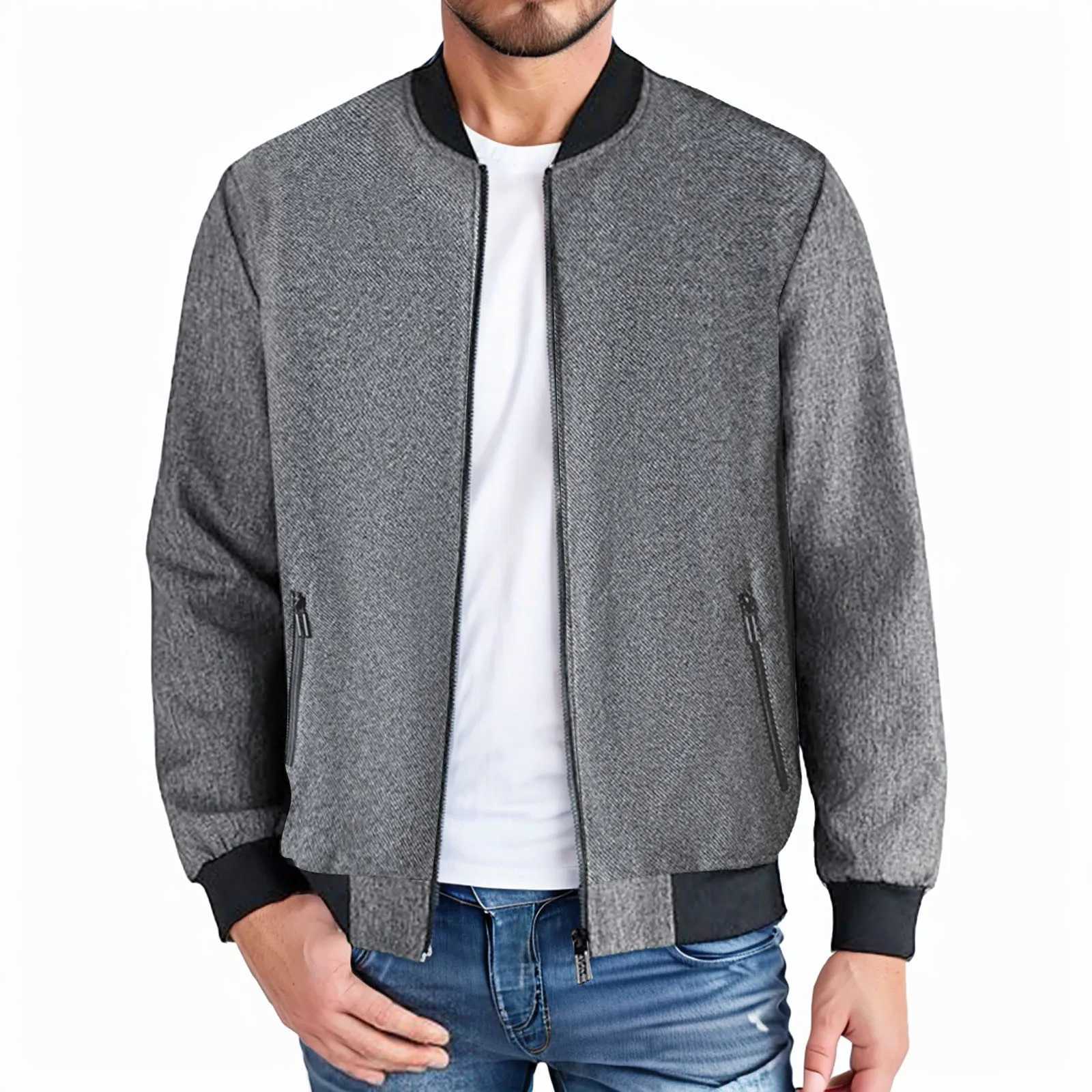 MenS Outdoor Workwear Jacket MenS Regular Fit Jacket Casual Zipper Placket Washed Long Sleeve Jean Trucker Jacket Windbreaker XJ250621