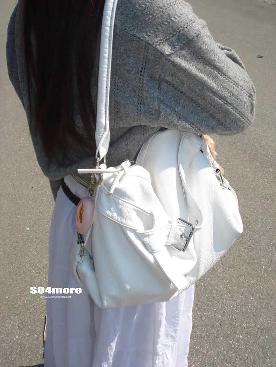 JIAERDI Vintage White Shoulder Bags Wallet Women Moto Biker Pu Leather Soft Casual Crossbody Bags Female Retro Y2k Handbag New XJ250620