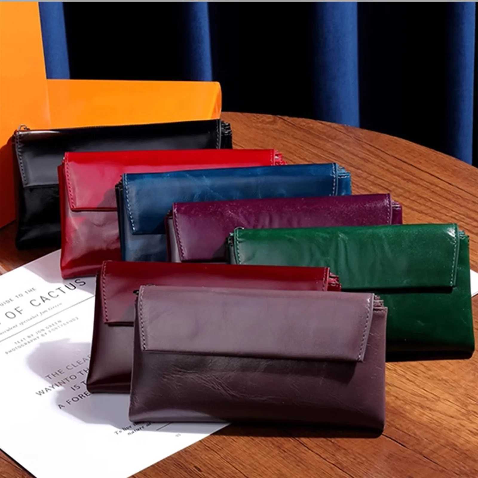 Women Genuine Leather Multi Card Slot Oil Wax Cowhide Long Small Cowhide CAsh Coin Purse Women Wallet Z250621