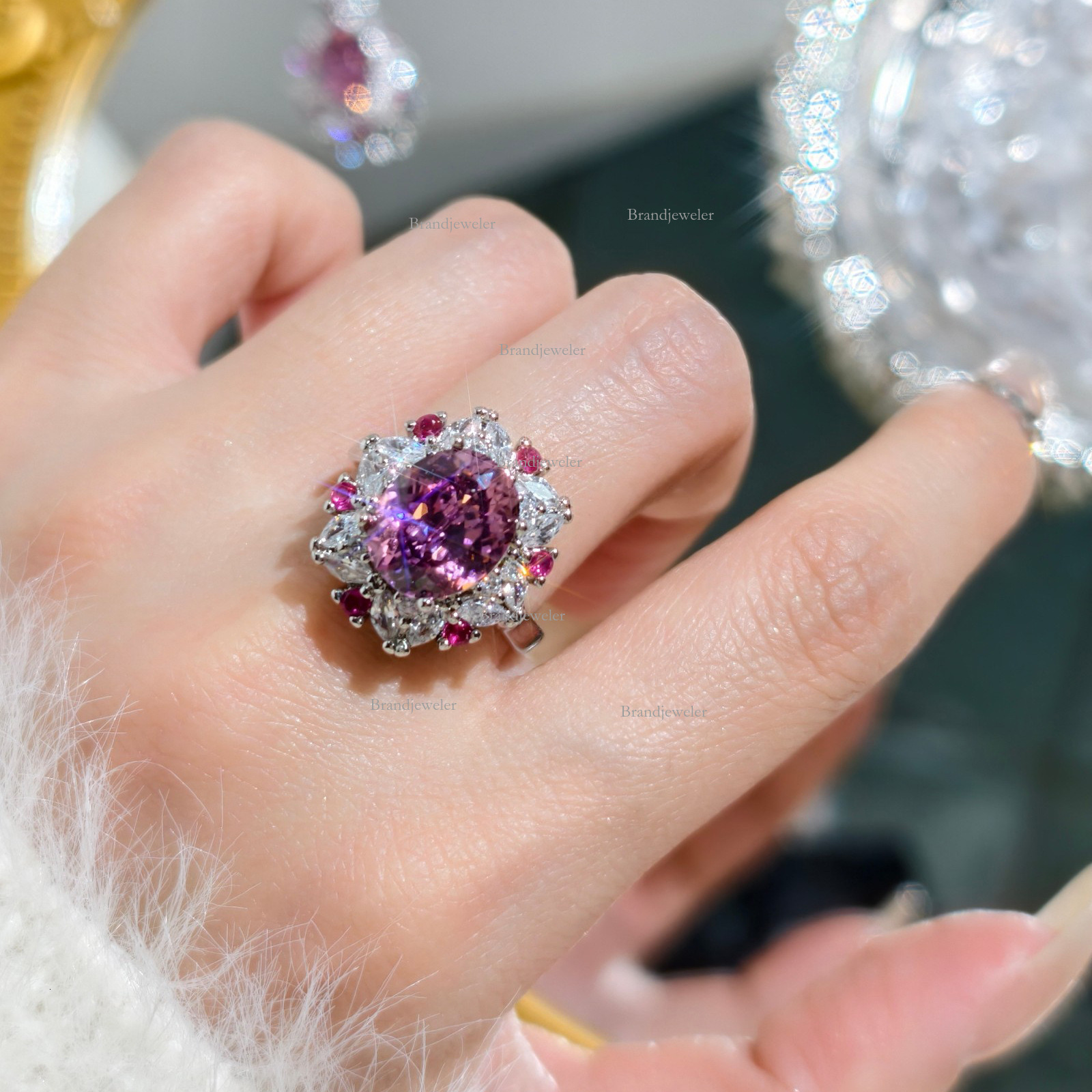 Back Cover Starry Free Delivery Model Sky Designer Necklace Cut Dried Rose Three-piece Full Diamond Open Ring For Women Elegant Luxurious Pendant Earr