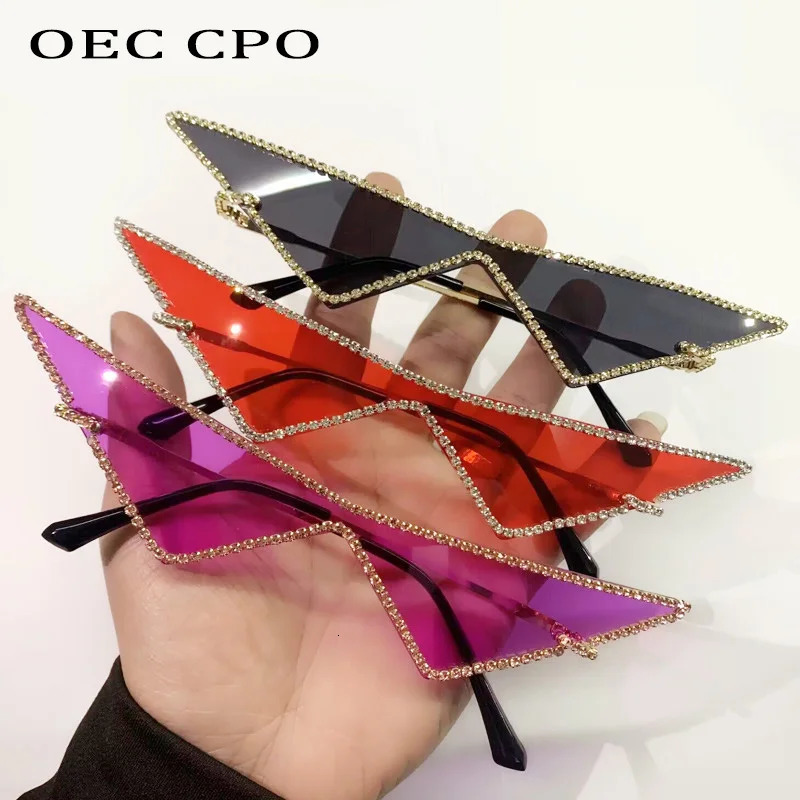 Diamonds Fashion Sunglasse Women Rimless One Piece Sun Glasses Female Rhinestone Goggle Punk Triangle Eyewear UV400 250617