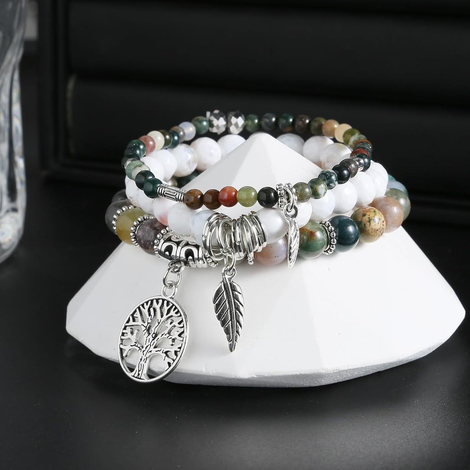 Attract Prosperity Beaded Bracelets for Women Healing Stone Crystal Bracelets Tree of Life Bracelet Yoga Stretch Chakra Bracelet Set Jewelry Gifts