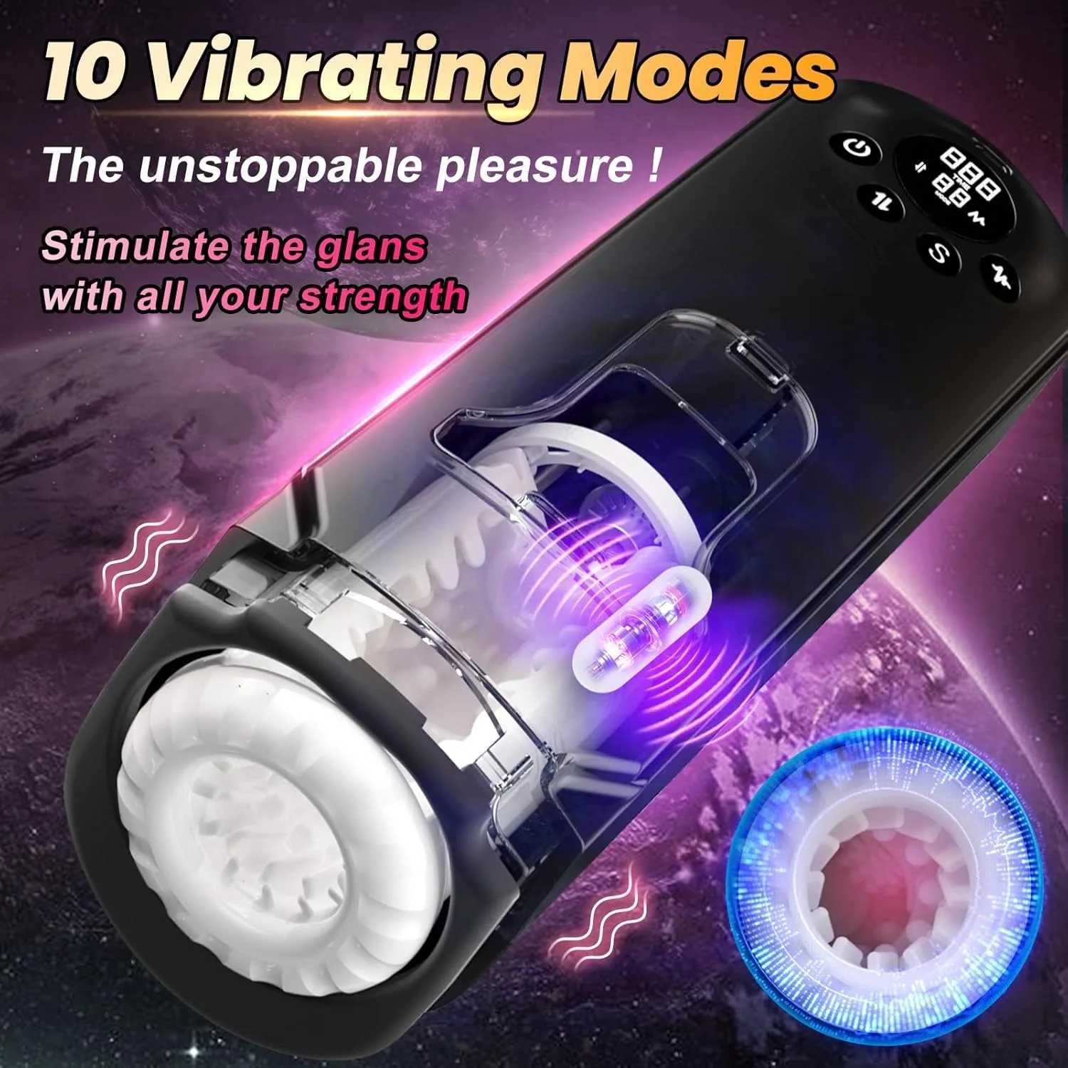 LCD Display Holder Automatic Male Masturbator With Vibration Thrusting Rotating Penis Pump Male Adult Toy Vibrator for Men W250621