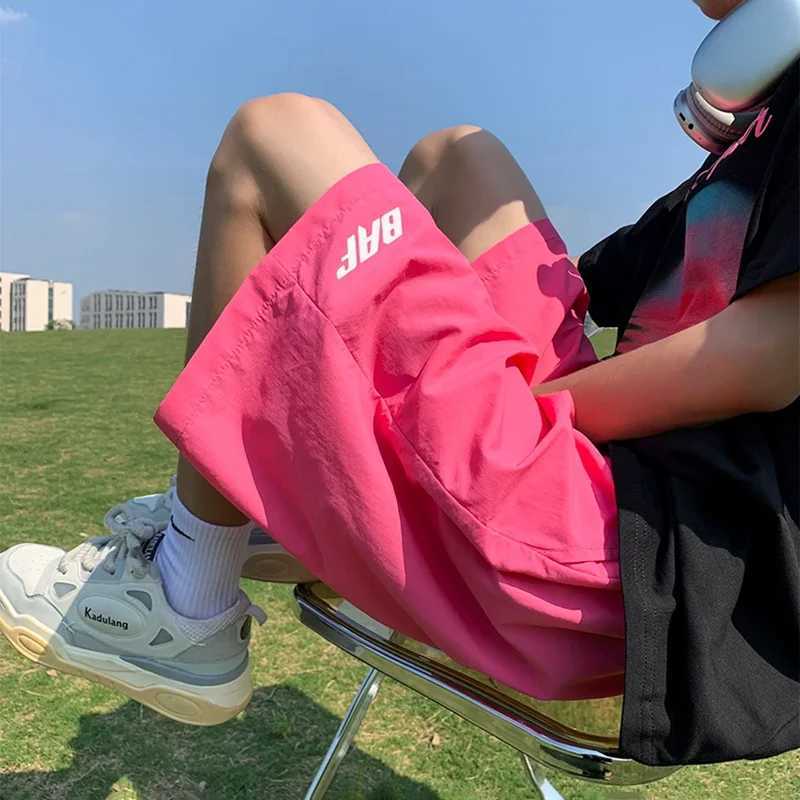 Y2k Mens Shorts Vintage Beach Pants Summer New Letter Print Loose Quick-Dry Cotton Sports Gym Cargo Shorts Hip Hop Streetwear W250621