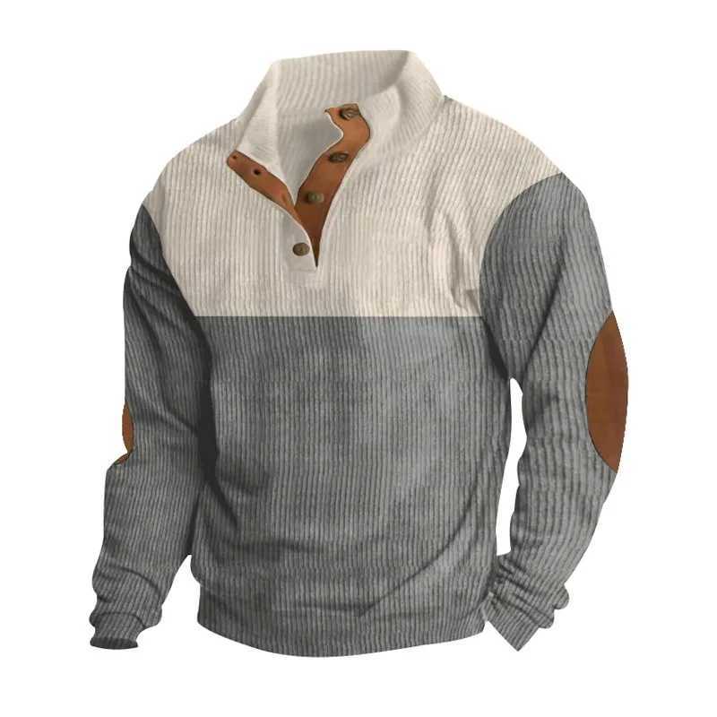 Spring And Autumn New Mens Stand Collar Coat Fashion Matching Color Pullover Hoodie Outdoor Casual ButtonsXJ250621