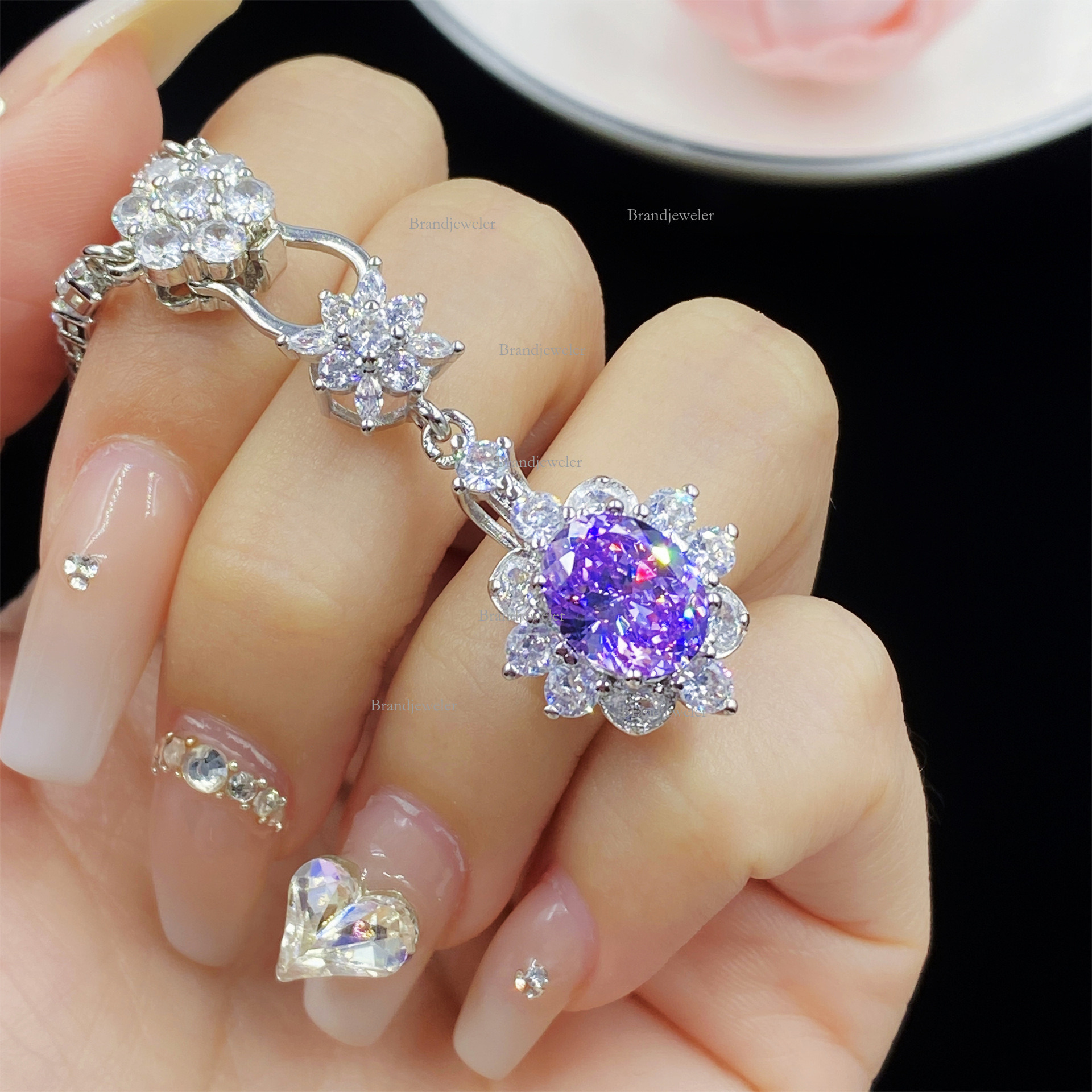 Purple Kunzite Starry Free Delivery Sky Cut Comparable To Ice Flower Full Diamond Open Ring Designer Necklace 2025 New Model For Women Elegant Pendant
