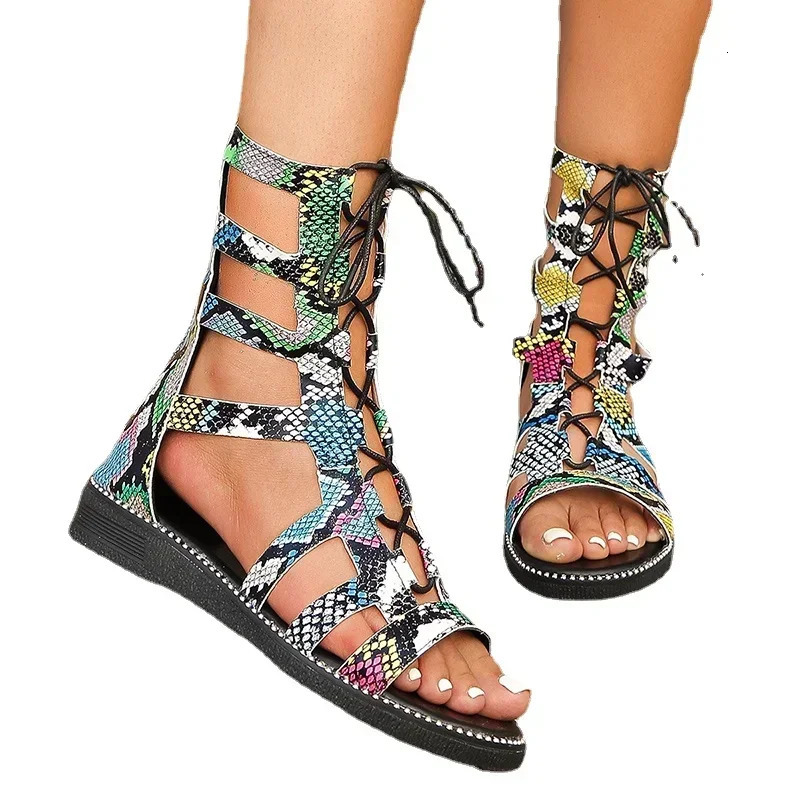 Fashion Summer Womens Sandals Hollow Round Head Cross Strap Rhinestone Back Zipper Casual Flat Shoes 250617