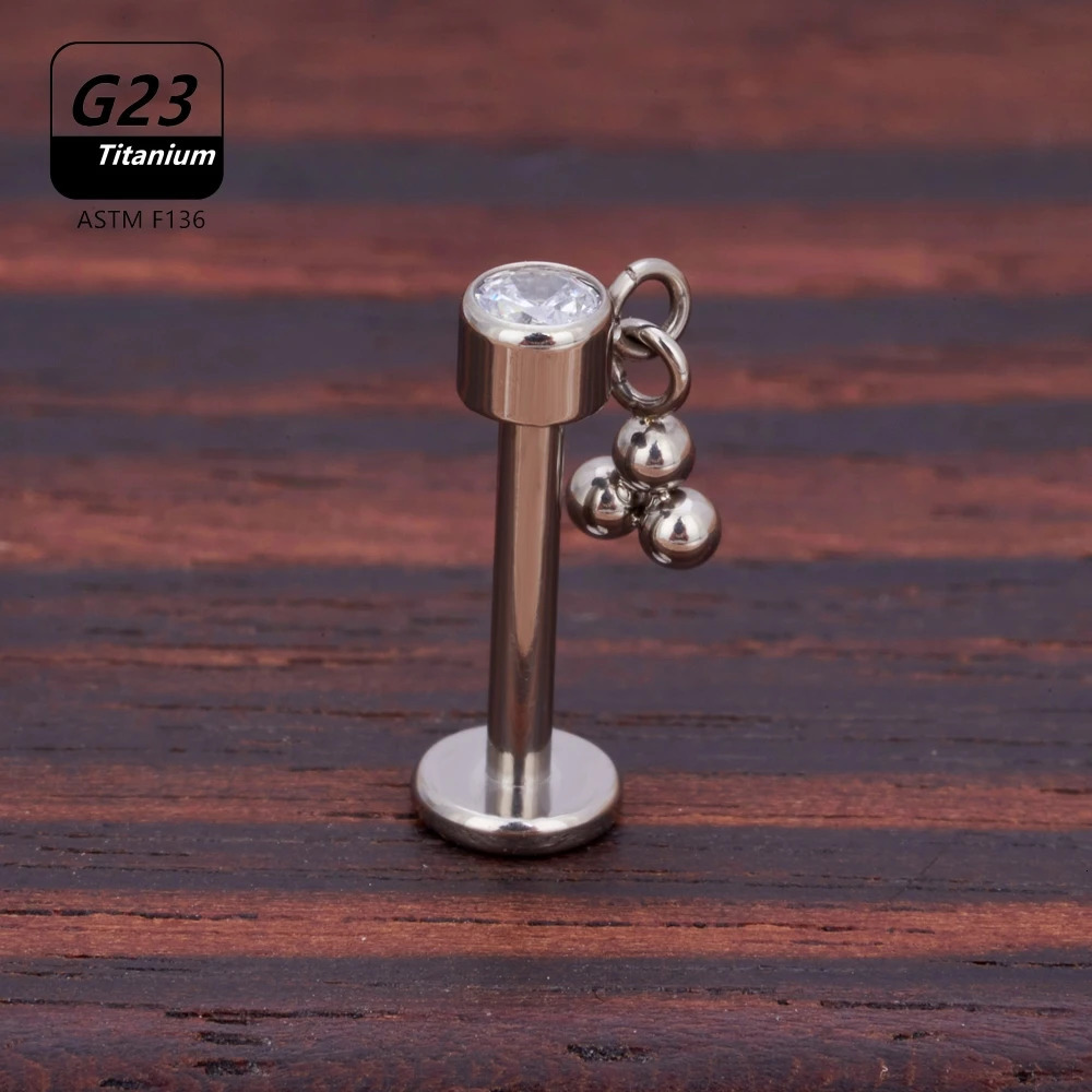 10Pcs/Lot ASTM 16G G23 CZ Ear Helix Tragus Rook Stud Piercing Lip Labret Bar Welding Beaded Ring Earring Body Jewelry 250617