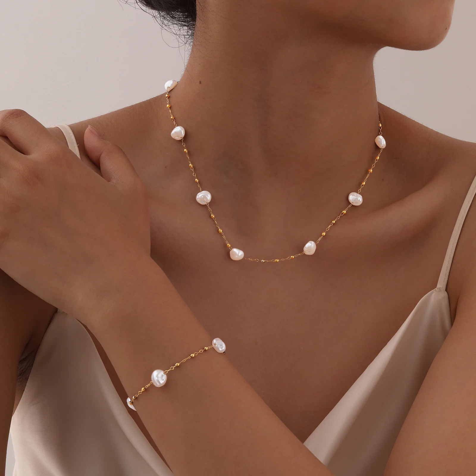 Waterproof Pearl Anklet Stainless Steel Anklets Beads Link Chain Adjustable Fashion Jewelry for Women Mom Wife Girlfriend 250617