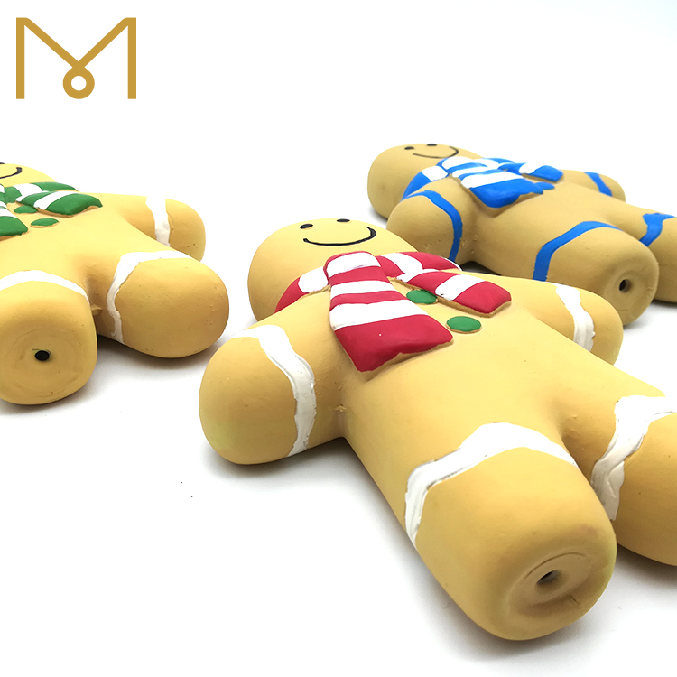 Latex Gingerbread Man Dog Toy Squeaky Chewing Christmas Themed Playing Toys