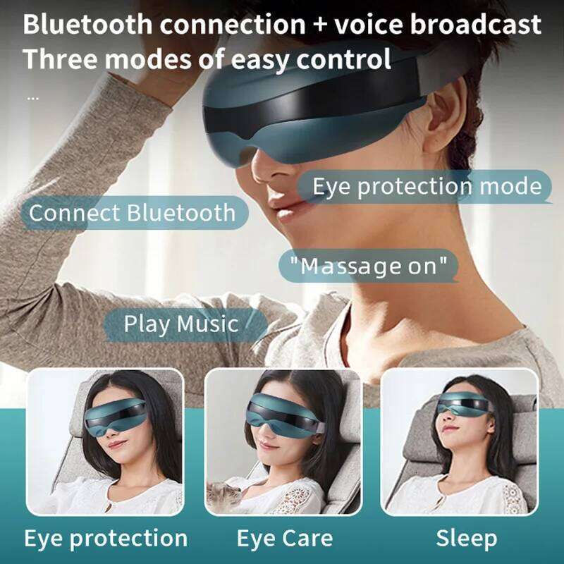 Massager 16 Massage Head Bluetooth Music Migraines Relax Reduce Eye Strain Dark Circles Improve Sleep Ideal Gifts Women Men