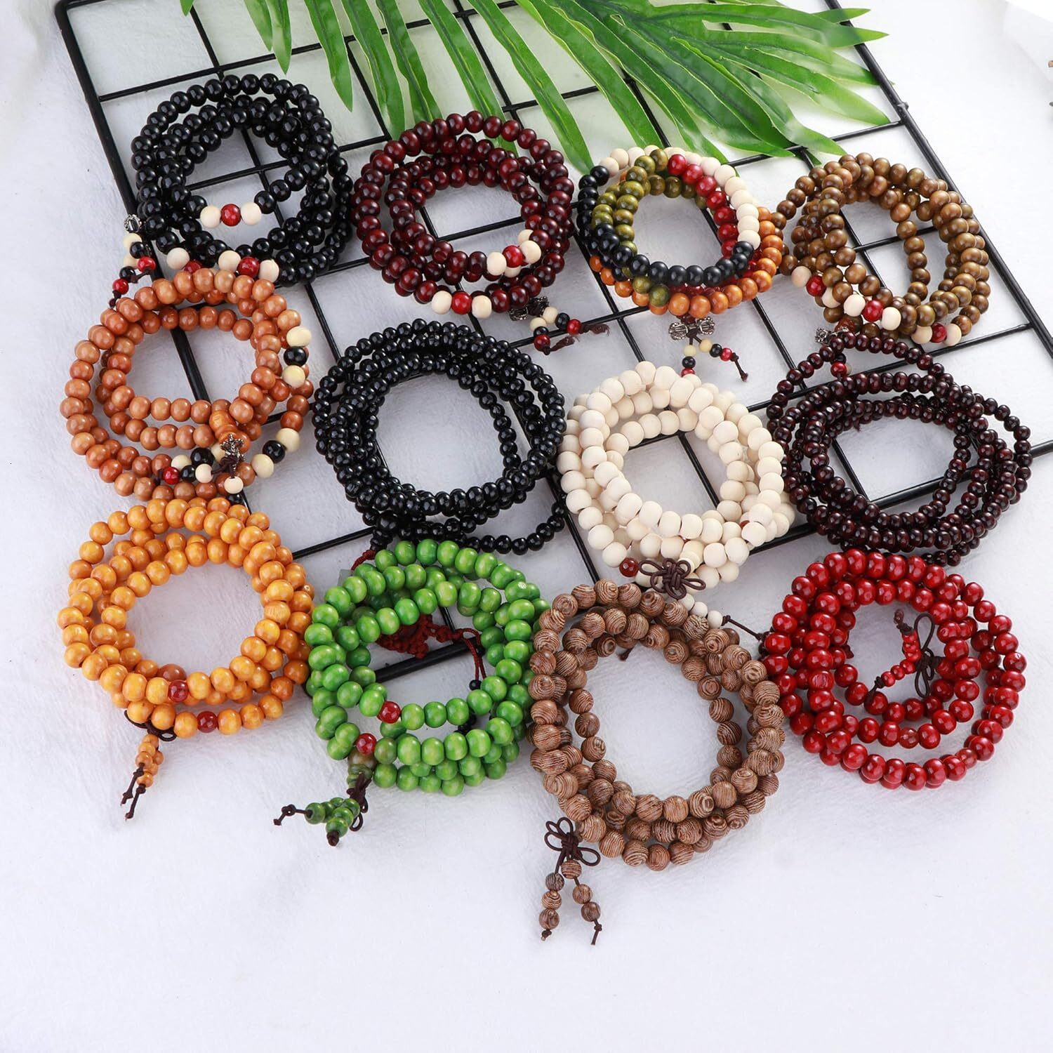 Energy bracelet 108 Mala Bead Bracelets 8MM Buddhist Prayer Strand Sandalwood Wood Beaded Bracelet Necklace Elastic Handmade Multilayer Tibetan Buddha