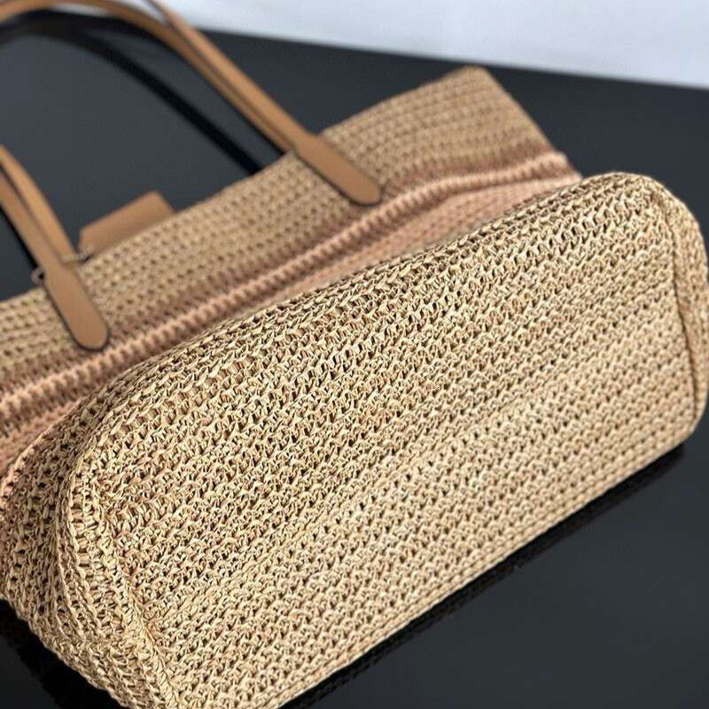 Beach Bag Luxury Straw Bag Straw Tote C Brand New Beach Summer Raffia Woven Shopping Tote Shoulder Vacation Travel Bag