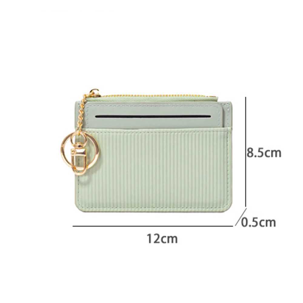 PU Leather Mini Wallets Zipper Card Holder Portable Fashion Small Coin Purse With Keychain Thin Business Card Clip For Gift Z250621
