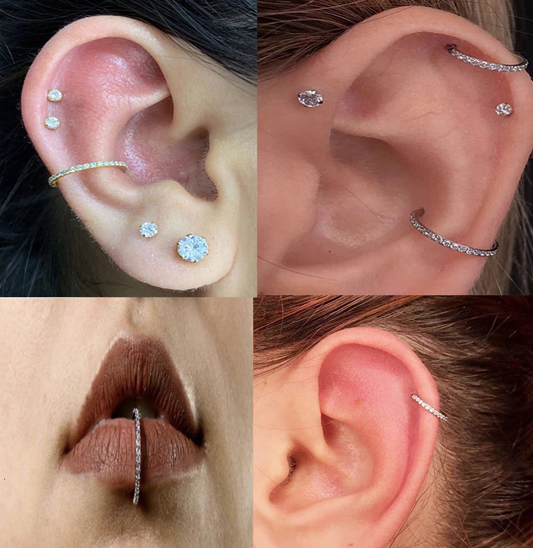 Hoop Nose Ring Earrings Pierced Women Jewelry Crystal Nasal Septum Cartilage Hinge Pitch Nose Ring Lip Fashion 250617