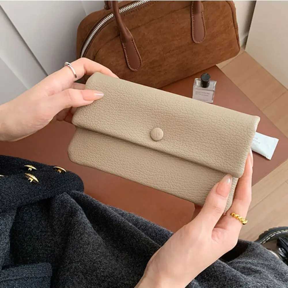 Elegant PU Leather Envelope Wallets Korean Style Portable Women Long Clutch Bag Zipper Multifunctional Change Bag Female Z250621