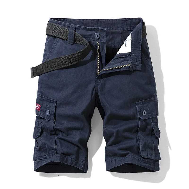2025 Summer Men Shorts Fashion Plaid Beach Shorts Mens Casual Shorts Military Short Pants Male Bermuda Cargo Overalls No Belt W250621