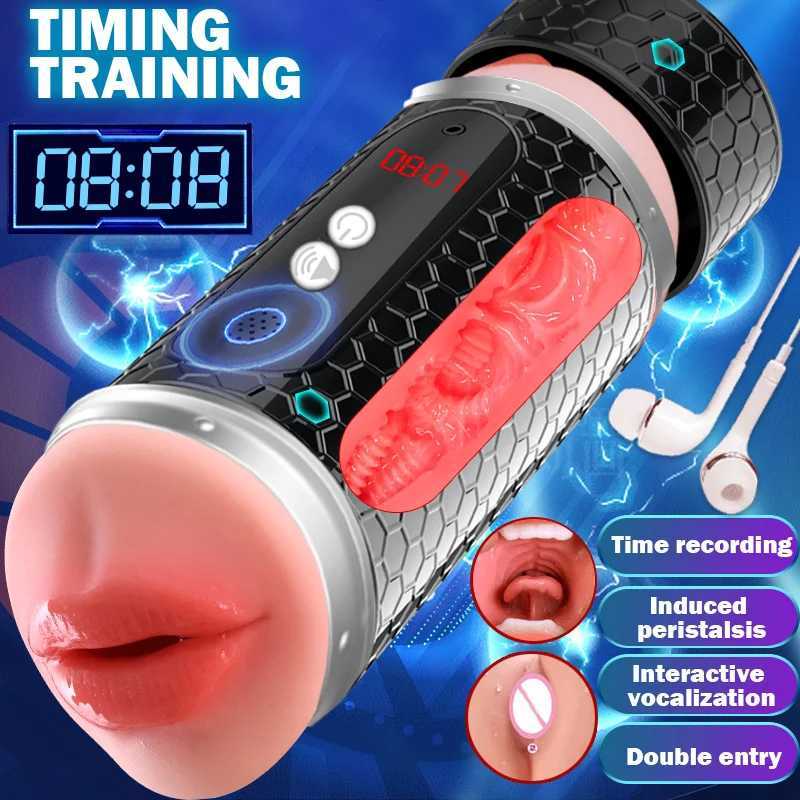 Automatic Male Masturbator Cup Dual Channel Vagina Blowjob Pocket Vibrator Timing Sucking Masturbation Cup Adult Sex Toy for Men W250621