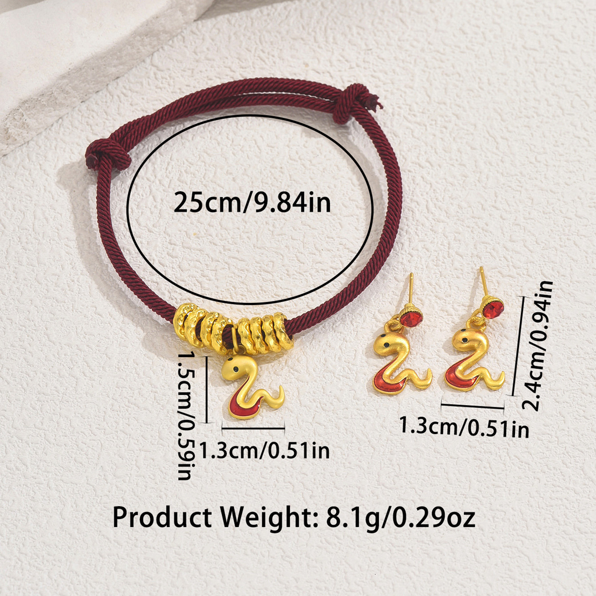 Wind Women's Set, Unique Snake Design With Inlaid s, Versatile High-End Feel Bracelet And Stud Earrings