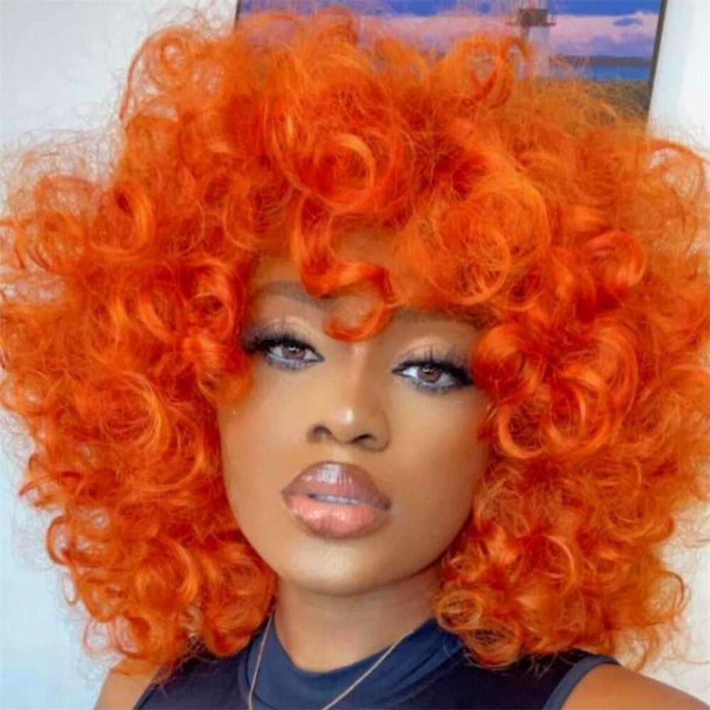 New Style Top Hairpiece For Women Fashion Trend Ladies Wig Middle Part Synthetic Short Curly Hair