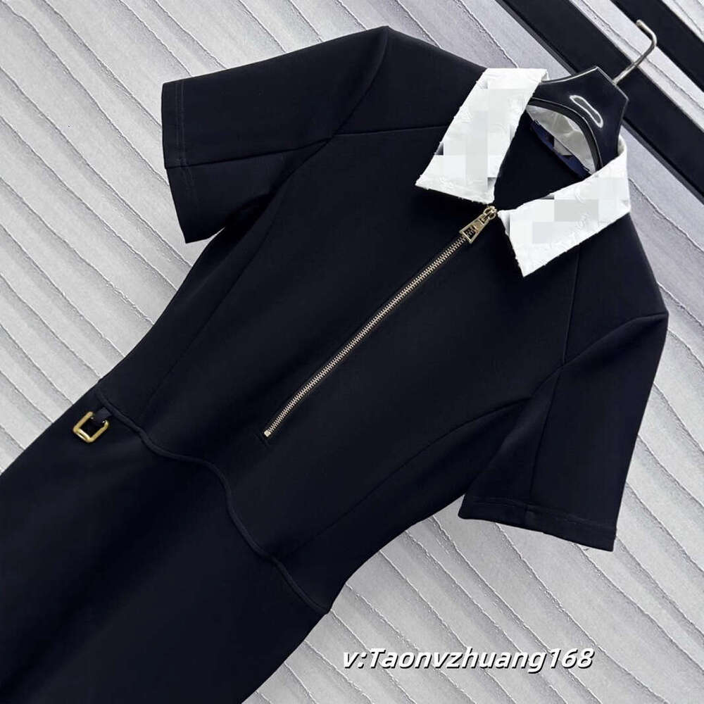 Long Dress Donkey Home South Oil New Zipper Patchwork Collar Dress Texture Draped Comfortable Commuting Dating Fashionable Outfit Sexy Long Skirt