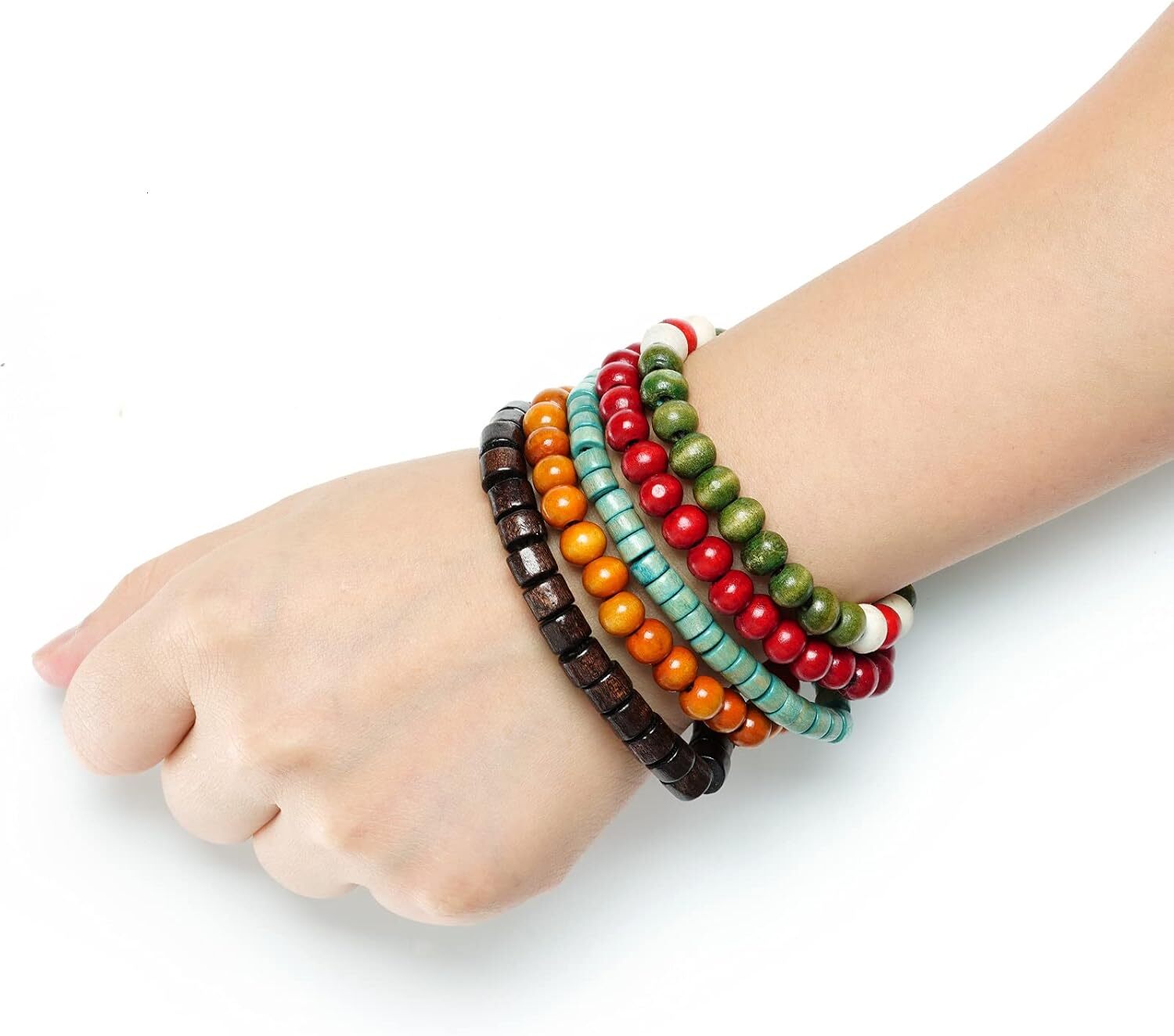 Zen Wooden Beaded Bracelet Bangle Elastic Stretch Bracelet Set for Men and Women Elastic Prayer Beads for Meditation Buddha Tibetan Bracelet 8mm Beade