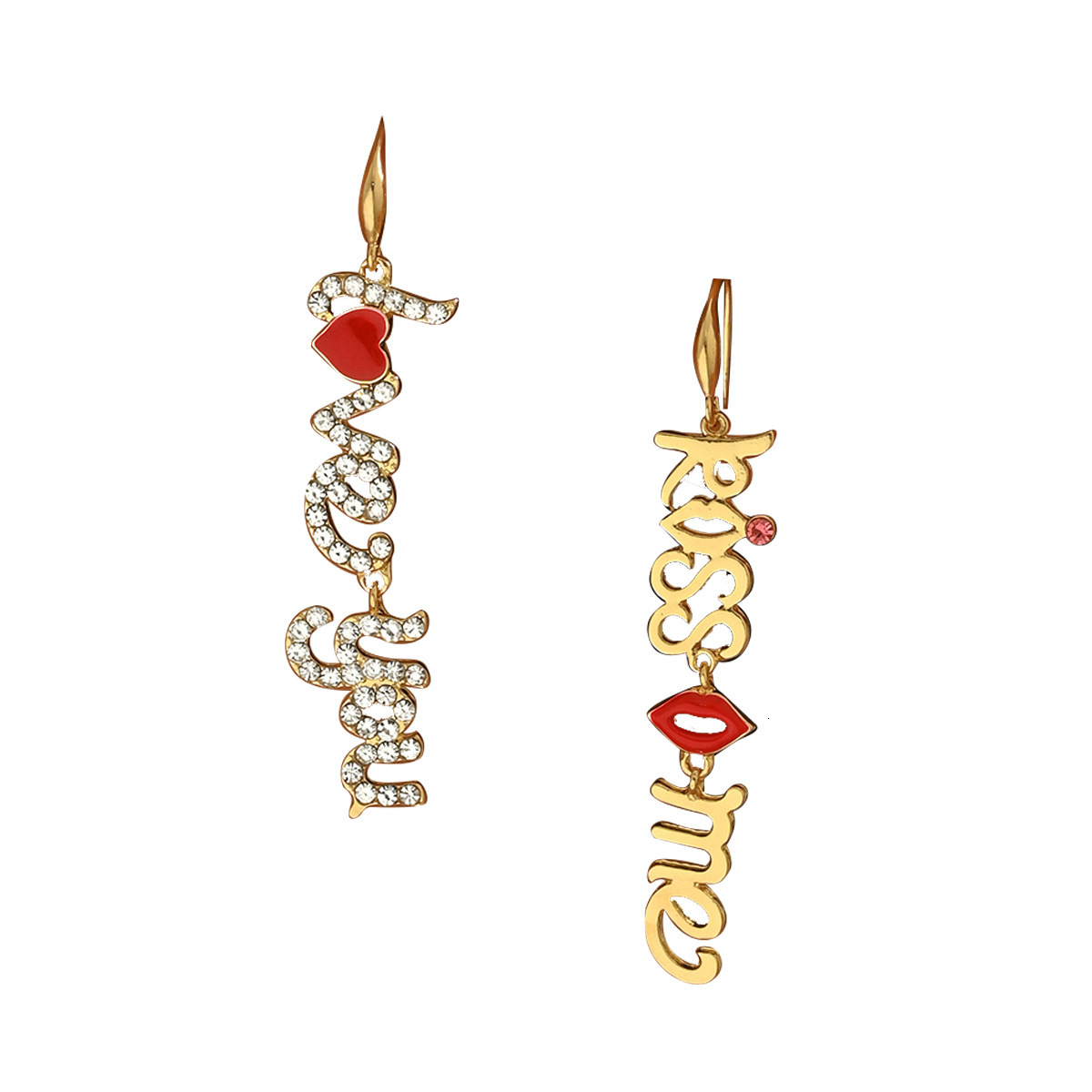 Trendy Women's With Unique English Letter Design, Oil Drop Studs, Versatile Heart-Shaped Earrings For Women
