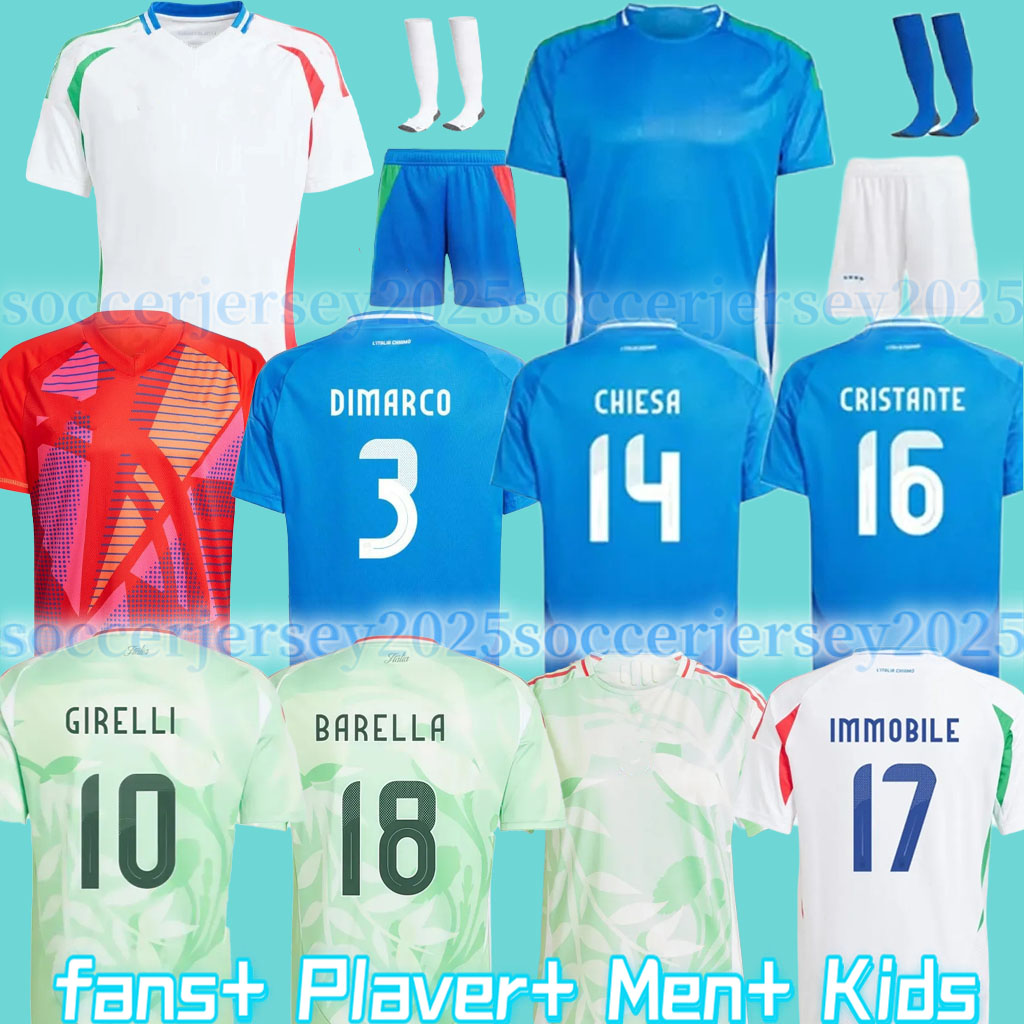 Italy Soccer Jersey 2024 Italian National Team Football Shirt SCAMACCA IMMOBILE CHIESA RASPADORI JORGINHO BARELLA BASTONI VERRATTI s-xxL