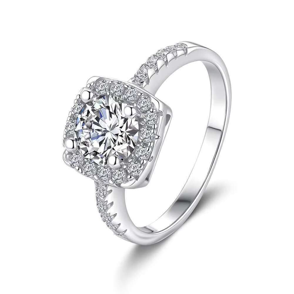 Hot Sale Wedding Moissanite Ring for Women VVS D Color 1ct 2ct 3ct Brilliant Cut 18K White Gold Plated S925 Silver Engagement
