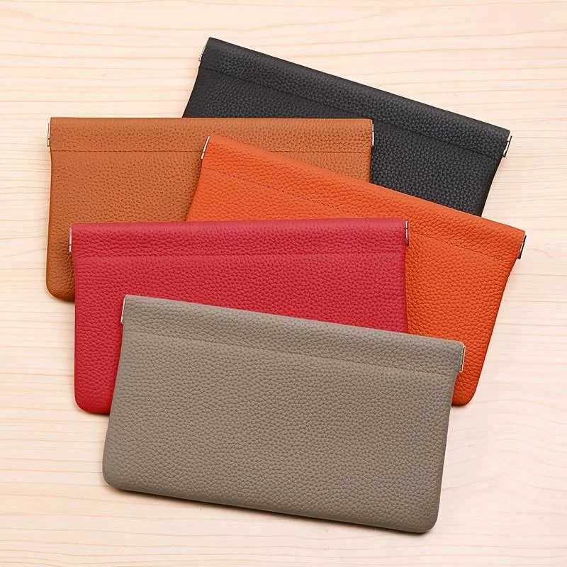 Automatic closed leather wallet ultra-thin portable storage bag Korean version makeup bag phone bag multiple colors Z250621