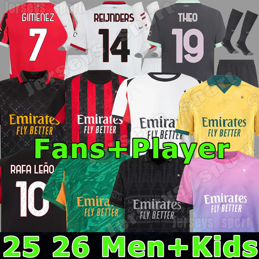 XXXL 4XL 23 24 25 26 GIMENEZ Soccer Jerey 125th RAFA LEAO PULISIC AC THEO 2025 2026 MILANES JOVIC goalkeeper CHUKWUEZE REIJNDERS FOFANA Football Shirt Men Kid Kit