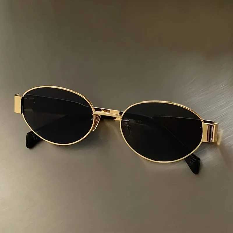 Trendy Oval Sunglasses for Women Luxury Brand Designer Metal Frame Sun Glasses Ladies Classic Vintage Round Shades Unisex W250621