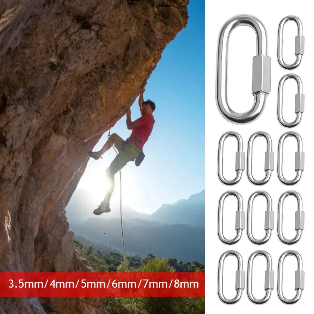 304 Stainless Steel Oval Quick Links Safety Snap Hook Climbing Carabiner Lock Buckle M35M4M5M6M7M8 y250611