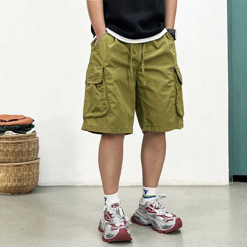 Korean Baggy Cargo Shorts Men Summer Multi-Pocket Workwear Streetwear Outdoor Lightweight Oversized 5-Inch Casual Relaxed Fit W250621