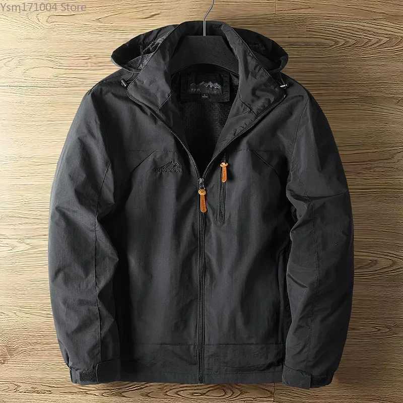 Spring Autumn Mens Jacket Oversized 7XL Thin Breathable Outdoor Hiking Coat Windproof Rainproof Hooded Jackets Mens Clothing XJ250621