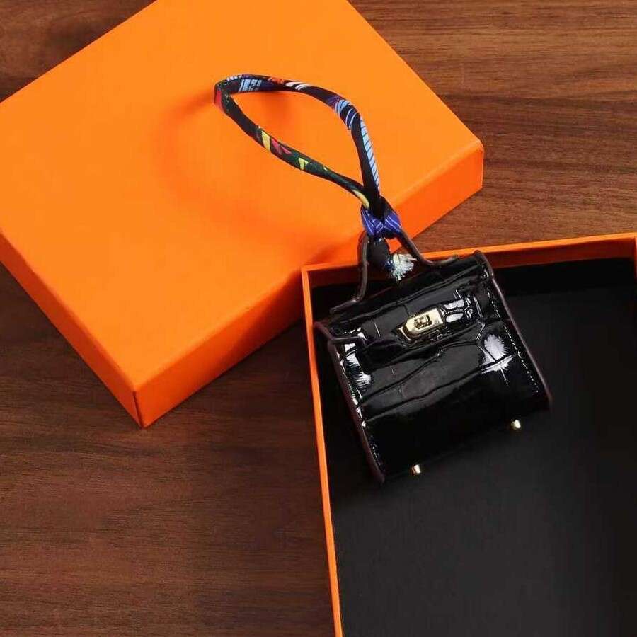 Mini Kelly Pendant Crocodile Pattern Exquisite Coin Purse Bag Charm High-end Keychain Car Interior