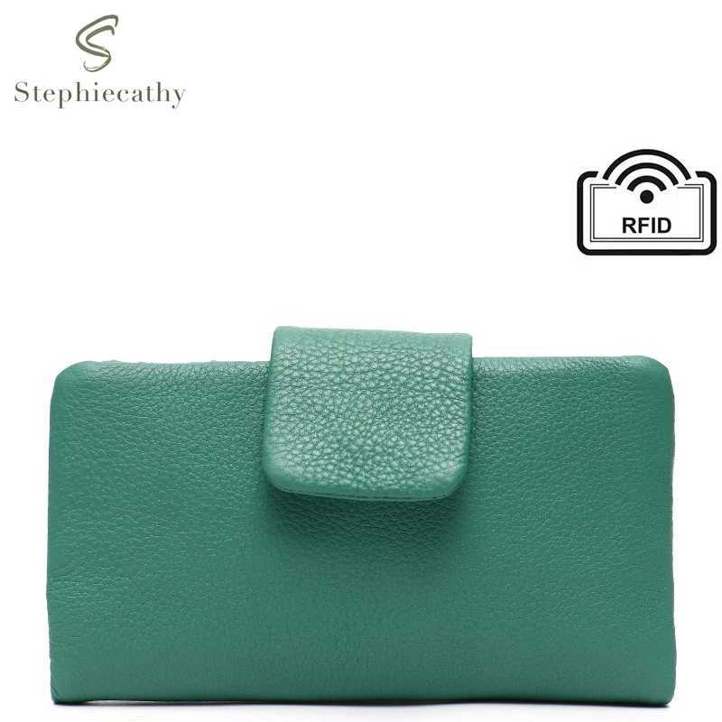 SC Fashion Real Leather Large Purse For Women Daily Functional Flap Long Wallet Card Coin Purses Female Cowhide Clutch Handbags Z250621