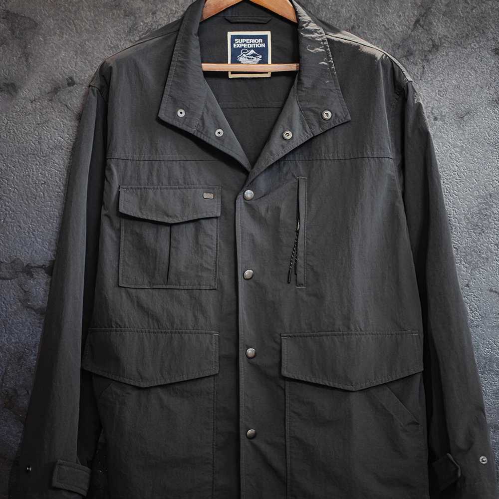 Maden Spring and Autumn Casual 4-Pocket Work Jacket for Men Standing Collar Waterproof Cargo Jacket Dark Gray Coats Male Tops XJ250621