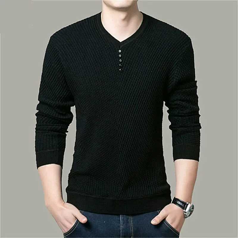 Spring Autumn Sweaters Pullover Men V Neck Men Sweater Casual Long Sleeve Brand Mens Slim Fit Knitted Sweaters Pullovers Z250621