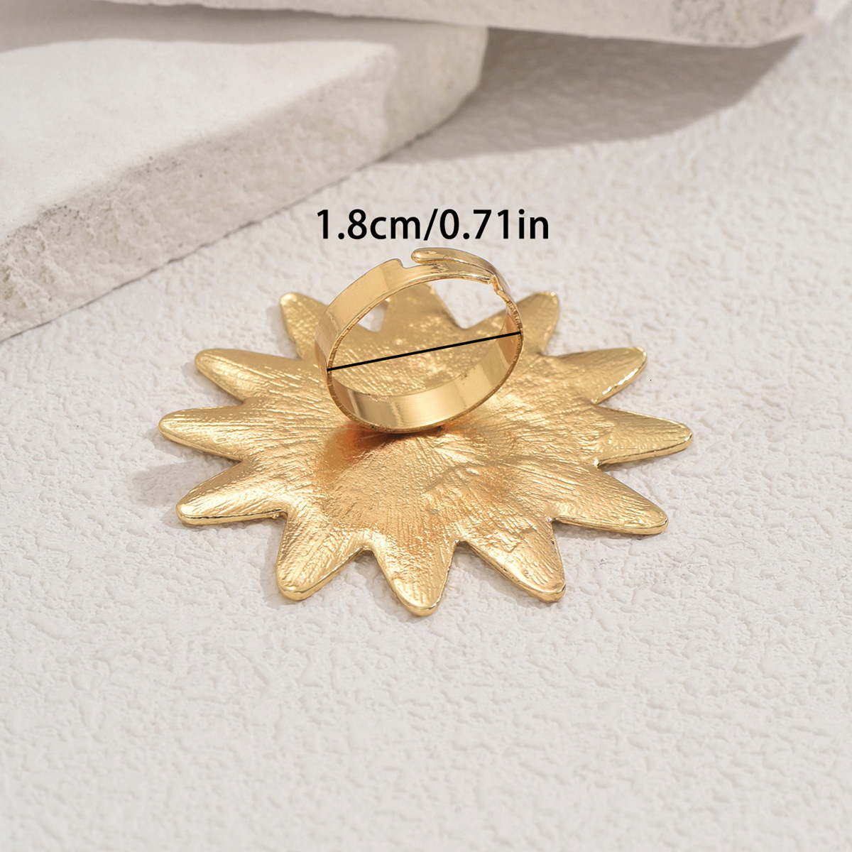 Wind Women's Personality 14K Gd Plated Sunflower Design Open Ring Hand Jewelry For Women