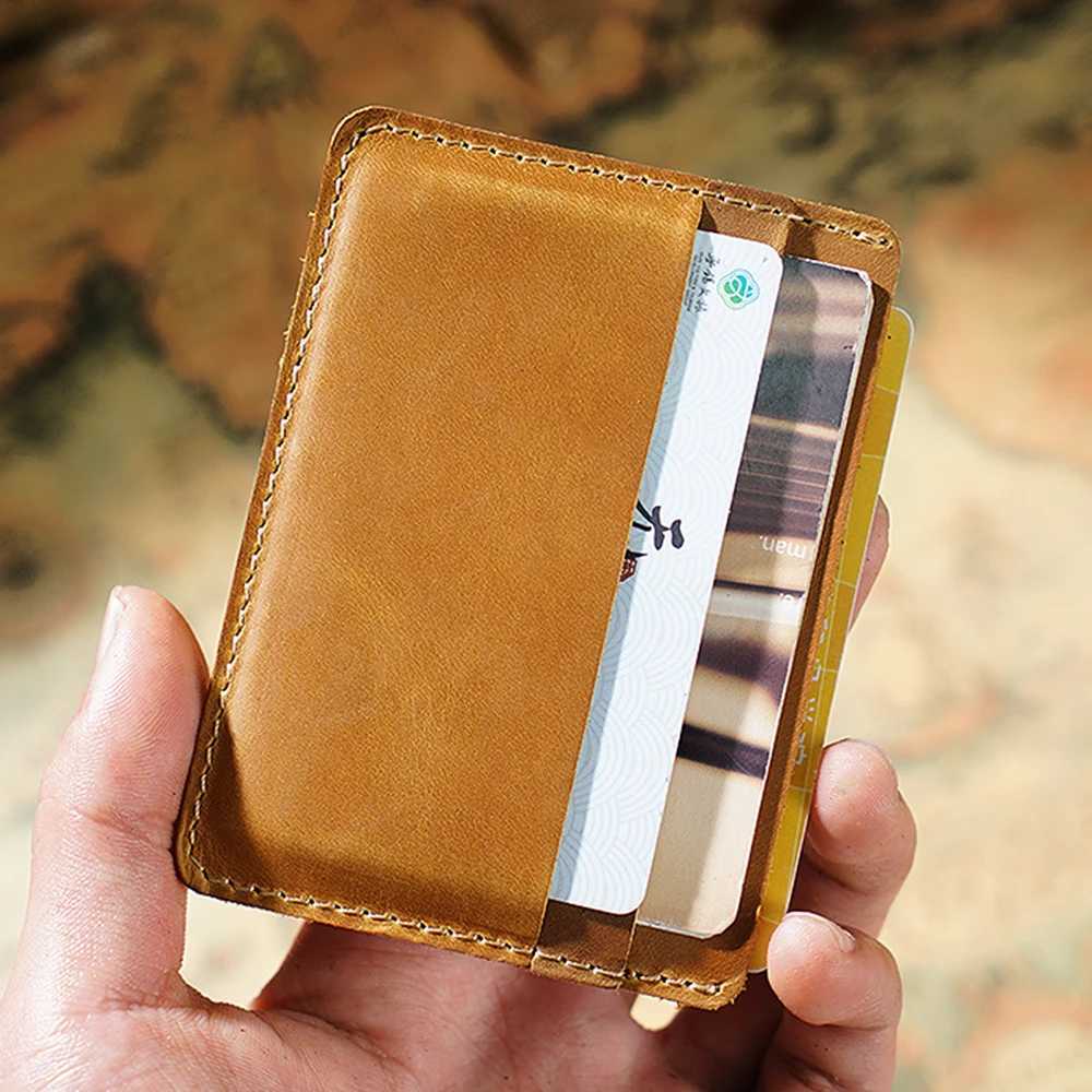 Men Credit ID Card Holders Vintage Design Crazy Horse Leather Customized Business Unisex Wallet Wholesale Z250621