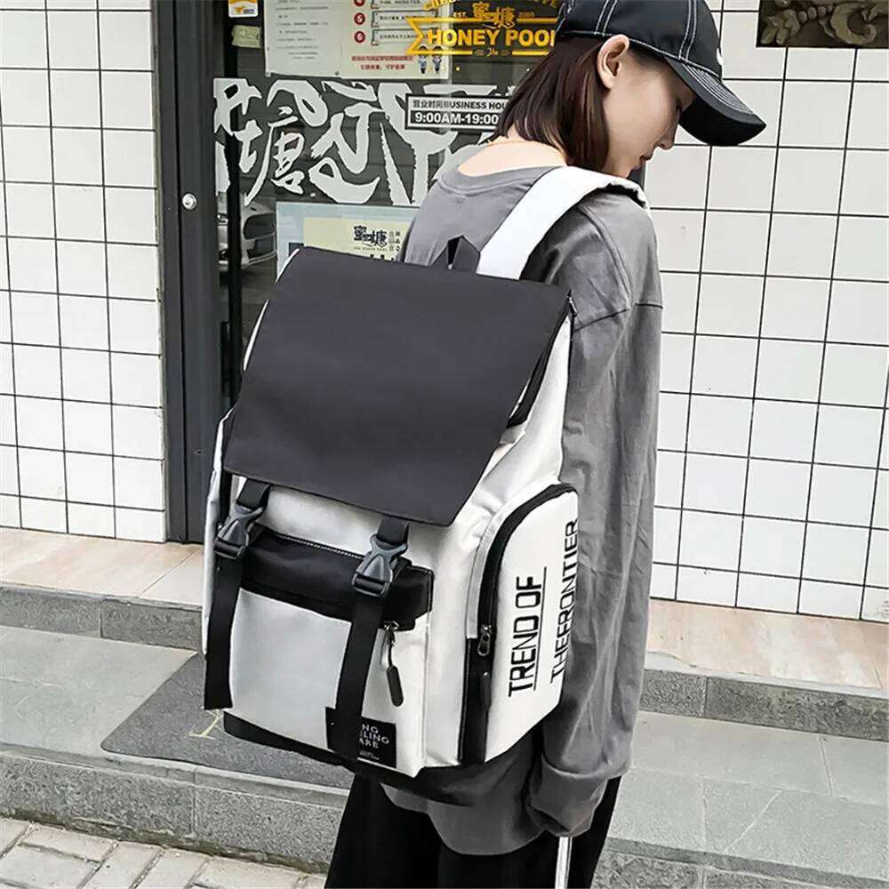 Large-Capacity Design Ladies Panelled Designer High-Quality Canvas Women School Backpack Youth Travel Bookbag