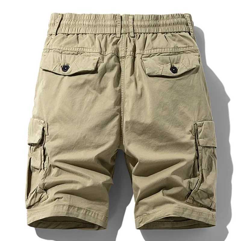 New Men Summer Brand Cotton Cargo Shorts Mens Classic Casual Multi-pocket Tactical Shorts Pants Elastic waist Jogger Shotrs Male W250621