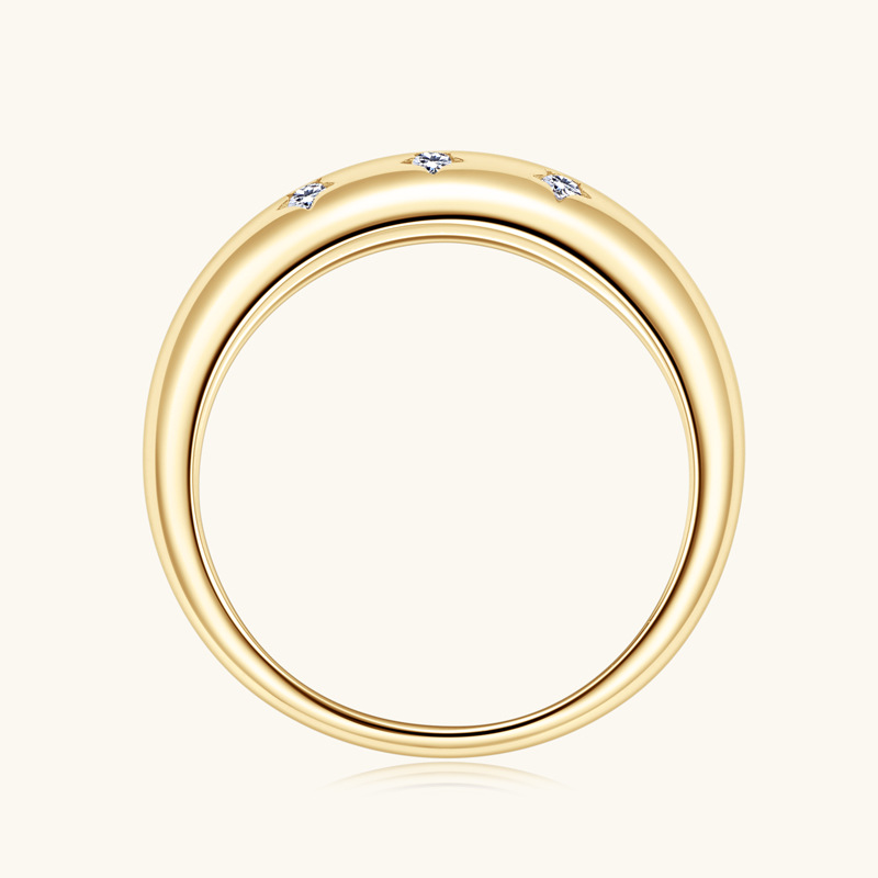 Fashionable Starry Sky Moissanite Ring, Cool S925 Sterling Silver Ring Plated 18K Gold