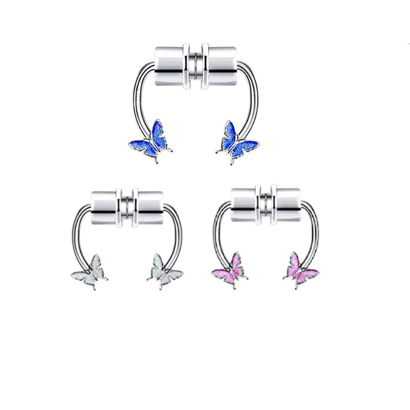 1/2/3Pcs Butterfly Magnetic Nose Ring Septum Ring Faux Nose Septum Rings Non-Pierced Clip On Nose Rings for Women Men 250617